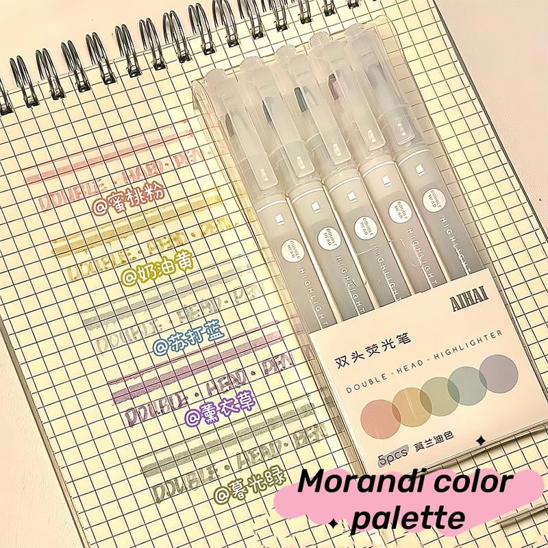 

5Colors/Set Double Headed Highlighter Pen Set Unique Window Tip Highlighter Pen Highlighters Marker School Stationery Supplies