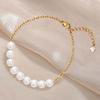 Steel Chain Pearl Bracelets Gold Color Beads Bracelets Dainty Simple Thin Pulseras Party Wedding