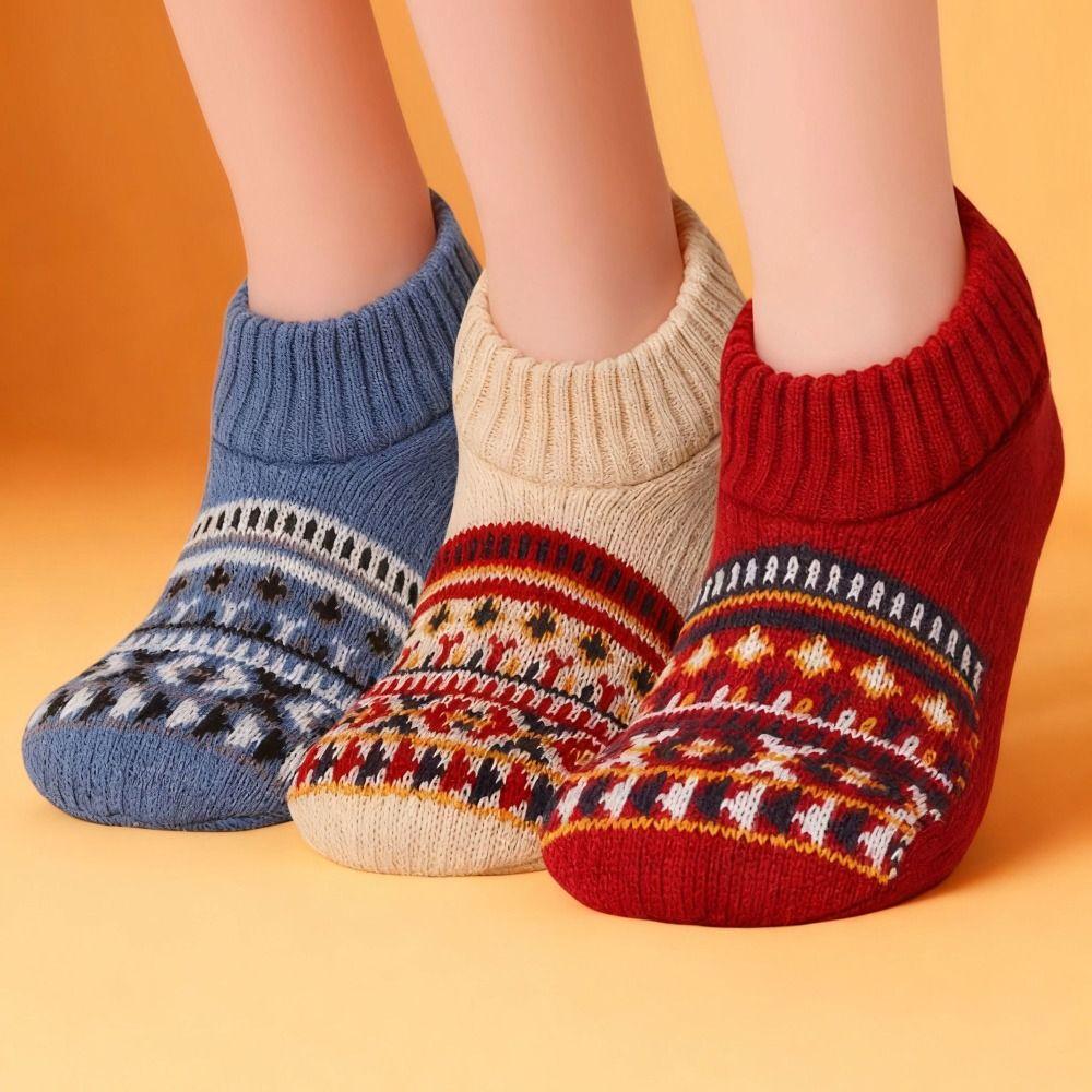 Stripe Winter Floor Ankle Shoes Non-slip Coral Fleece Socks Breathable Thicken Warm Socks  Home