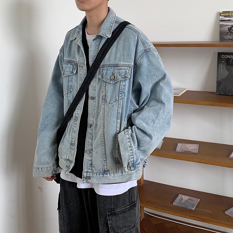 Men's Korean Style Denim Jacket – Spring/Autumn Trendy, Loose, Casual Couple's Short Workwear Outerwear