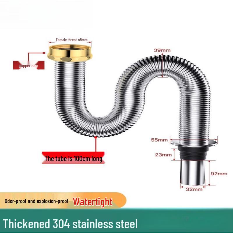 Universal Stainless Steel Sink Drain Pipe Kit