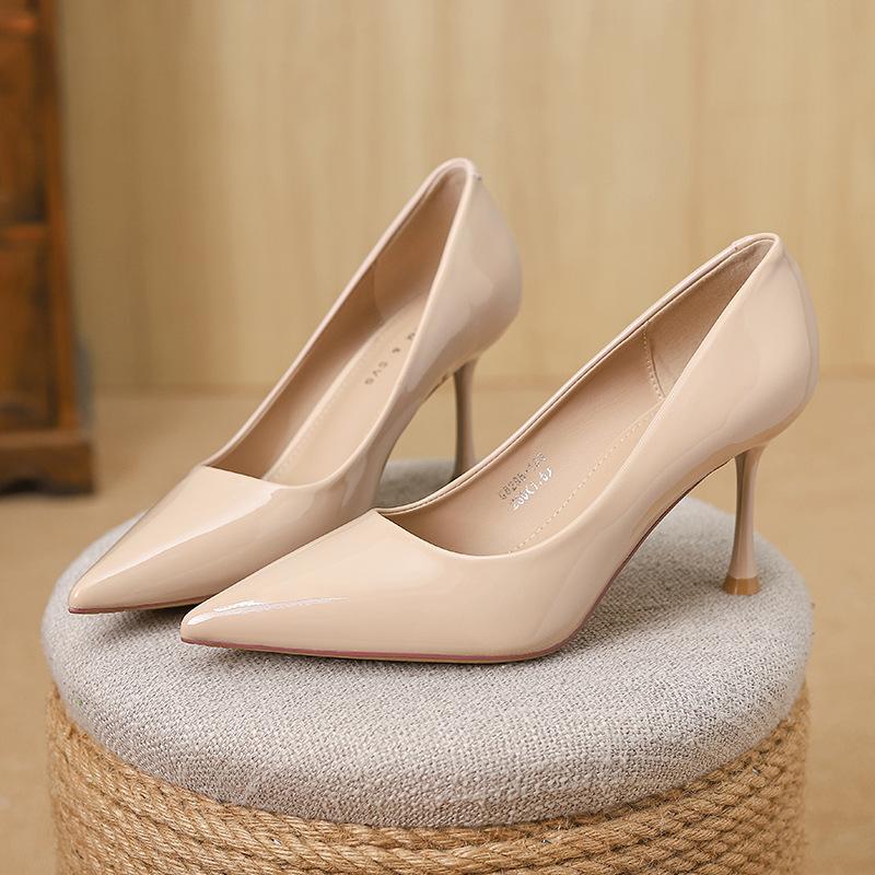 

Huiliya туфли на высоком каблуке, каблук-рюмочка, новые туфли-лодочки с острым носком, профессиональные, из мягкой кожи, на тонком каблуке, одинарные туфли для женщин G8288-193 39 розовый