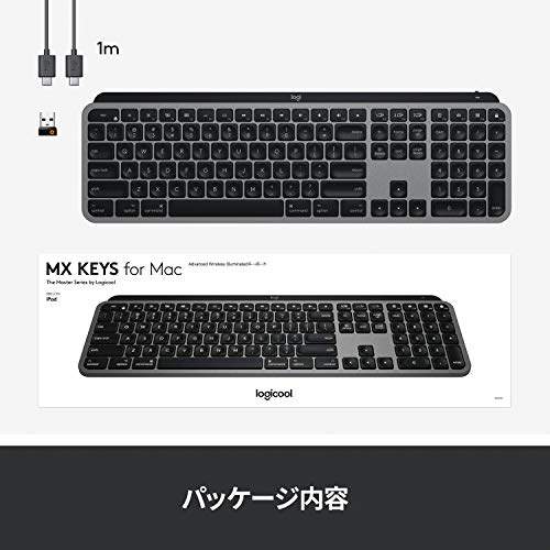 Logitech Advanced Wireless Illuminated Keyboard KX800M MX KEYS for Mac Rechargeable US Layout bluetooth Unifying iPad Wireless Wireless Keyboard Thin