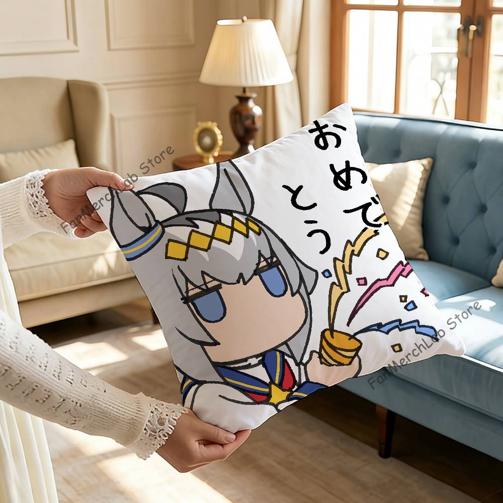 PPretty Anime DDerby OOguri CapS Cushion For Bedroom Car Coffee Shop Room and Living Room Sofa Decorative Pillow Cover Case