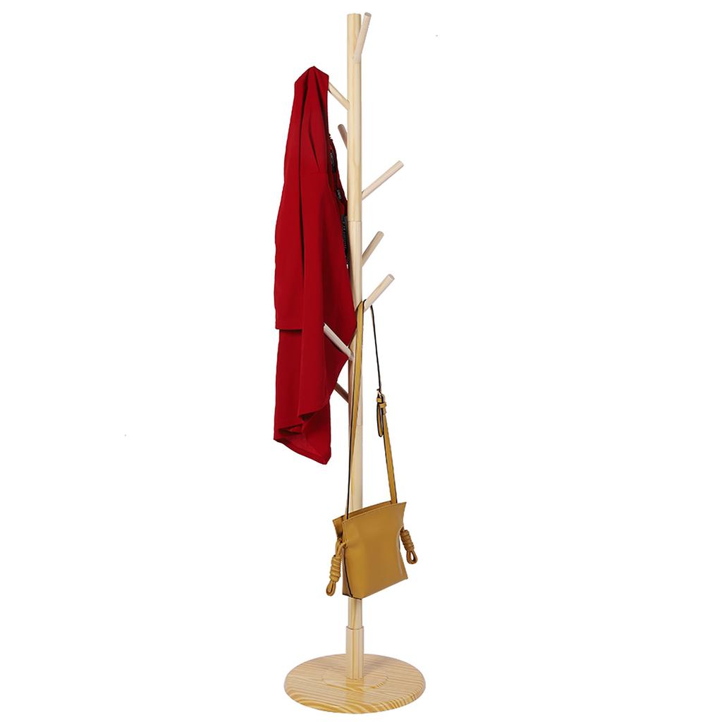 Wooden Hanger Floor Standing Coat Rack Home Furniture Clothes Round Base Rack (Wooden Color)