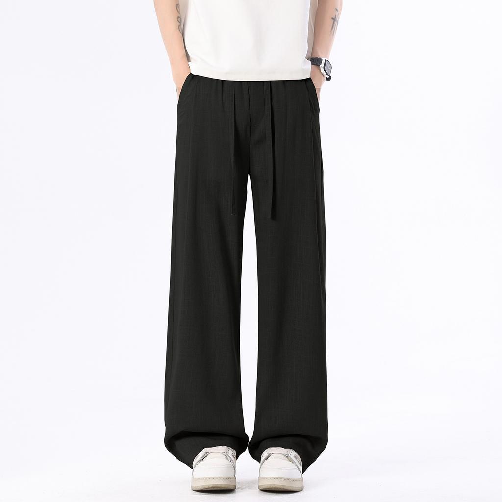Summer New Cool Breathable Casual Pants Thin Men's Trend Loose Wide-leg Drape Elastic Waist Trousers