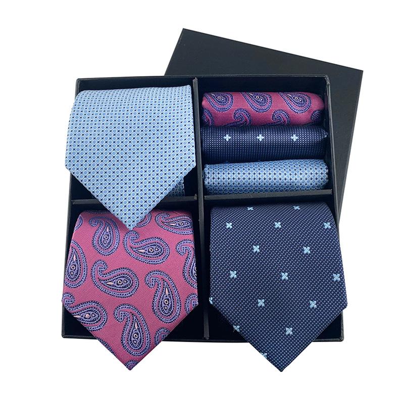 Men'S Gift Box Tie, Fashionable Business Striped Tie Square Scarf Combination Set, Luxury Gift Box.