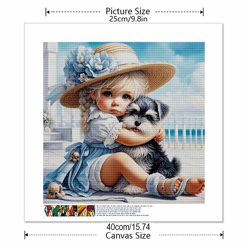New Arrival 5D DIY Full Circle Diamond Painting "Girl and Dog" Embroidery Cross Stitch Home Decor Gift