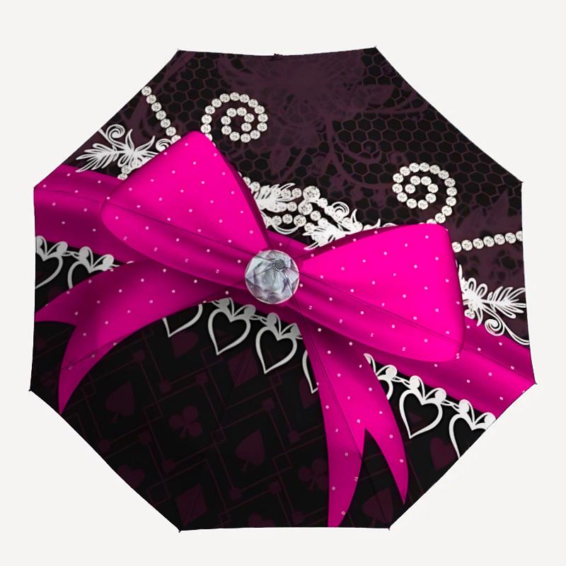 1pc Bowtie, Ribbon Automatic Folding Umbrella - Portable Collapsible Design, 8-Rib Iron Frame, Durable Fabric Yy251125017