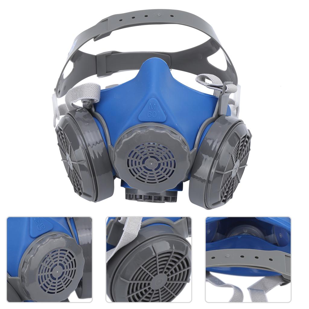 Halbe Mundabdeckung Staubschutz Anti-Aging Anti-Allergie Doppelschichtig Silikon Grau Blau