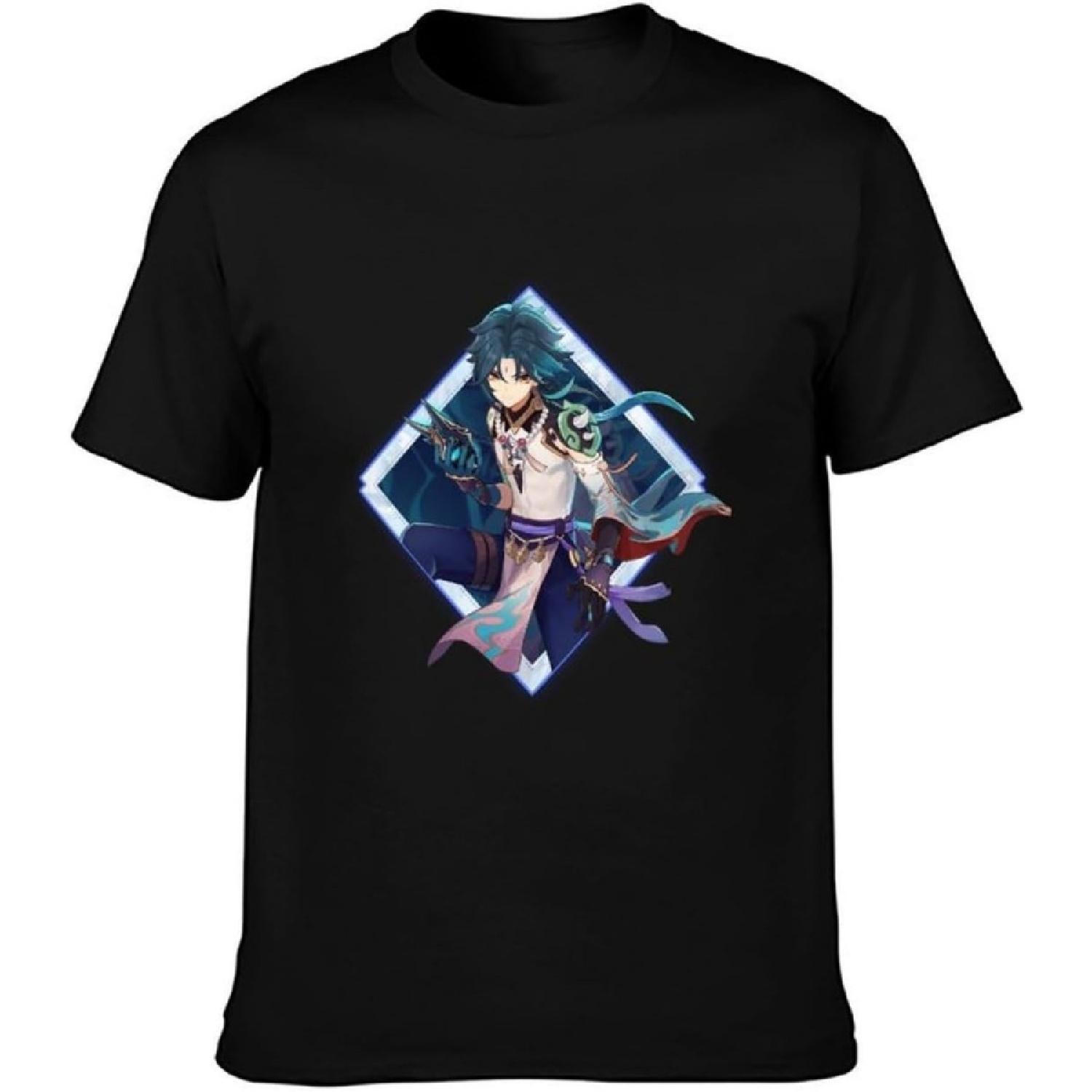 Милый Импакт Милый Импакт Gen shin Унисекс Хлопковая Аниме Футболка, ЧерныйGen shin Унисекс Хлопковая Аниме Футболка, Черный S чёрный