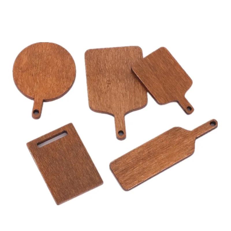 10pcs/lot Mini Wooden Cutting Board, Dollhouse Cutting Board Handle Wood Paddle for Scene Setting of Dollhouse Kitchen