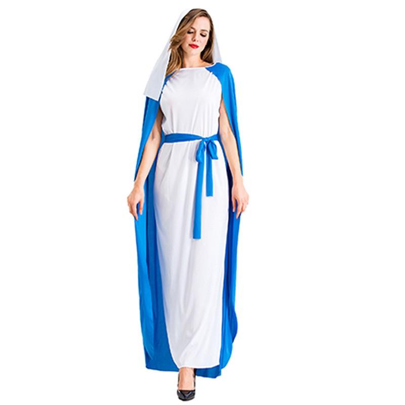 Halloween Greek Mythology Virgin Mary Dress Cape Cosplay Costume Stage Performance