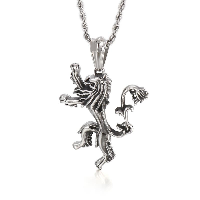 European and American Creative Personality Pyramid Lion Head Men's Titanium Steel Pendant