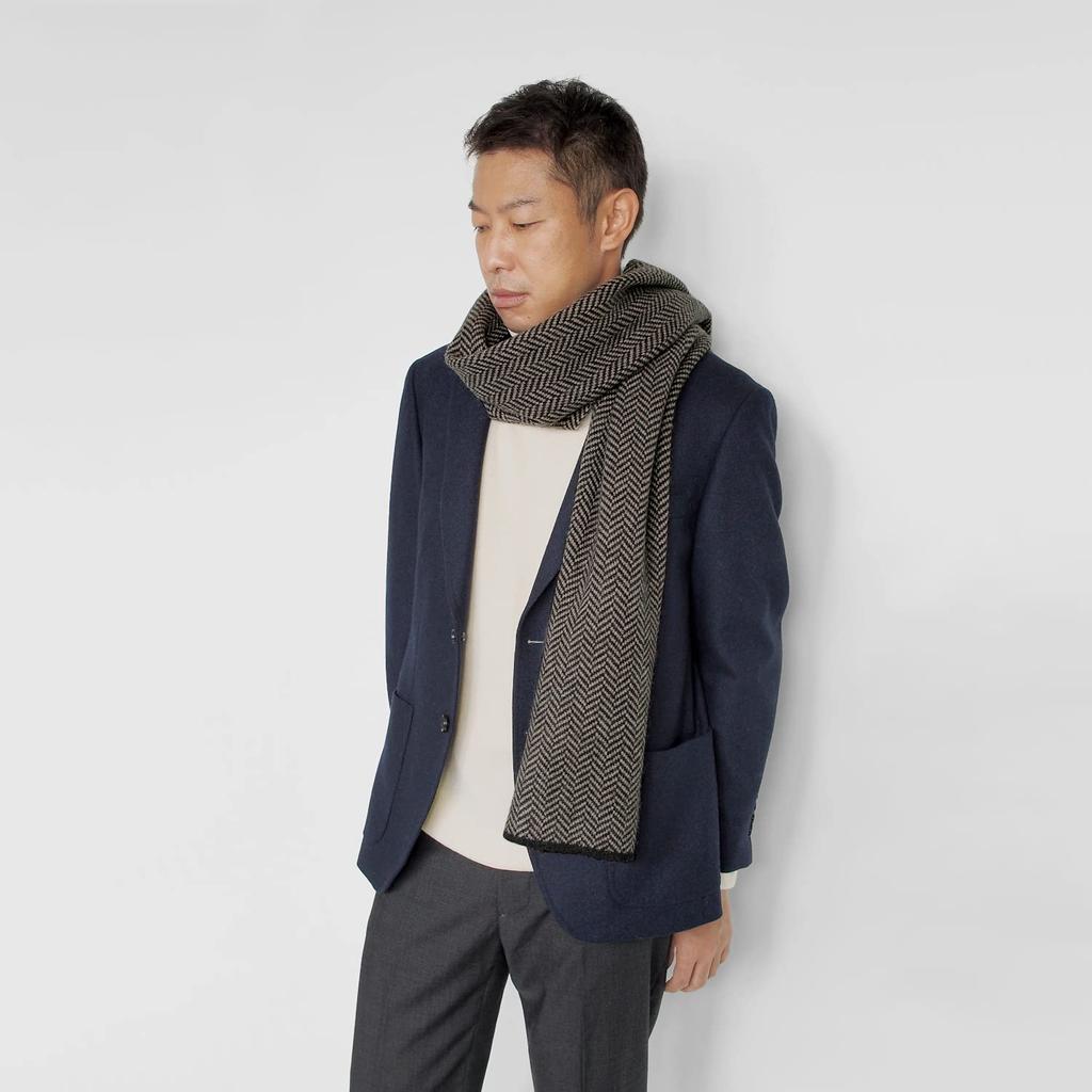 Prodigal Cashmere Herringbone One Size Fits Charcoal Gray 100% Scarf, Men's, All,