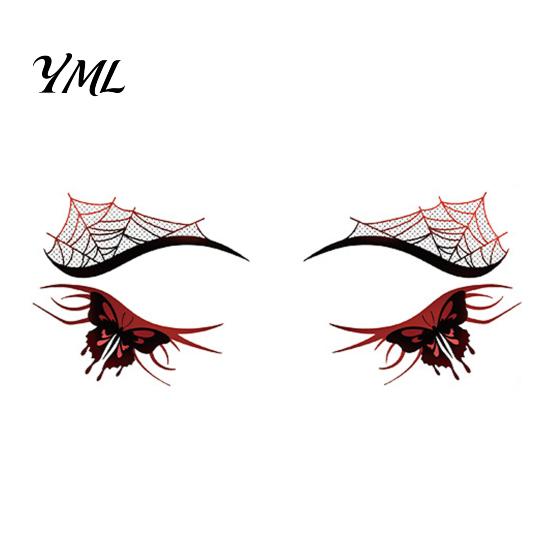 Vodotěsné obličejové tetování Halloween dočasné pro ženy, sada make-upu s dýní a pavučinou, samolepky na oční art, dekorace na maškarní ples, karneval, cosplay