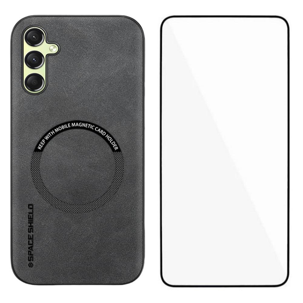 WANLONFENG YBP Series For Samsung Galaxy A16 5G/4G Magnetic Case with Tempered Glass Film PU Leather+TPU Phone Cover Large Cutout