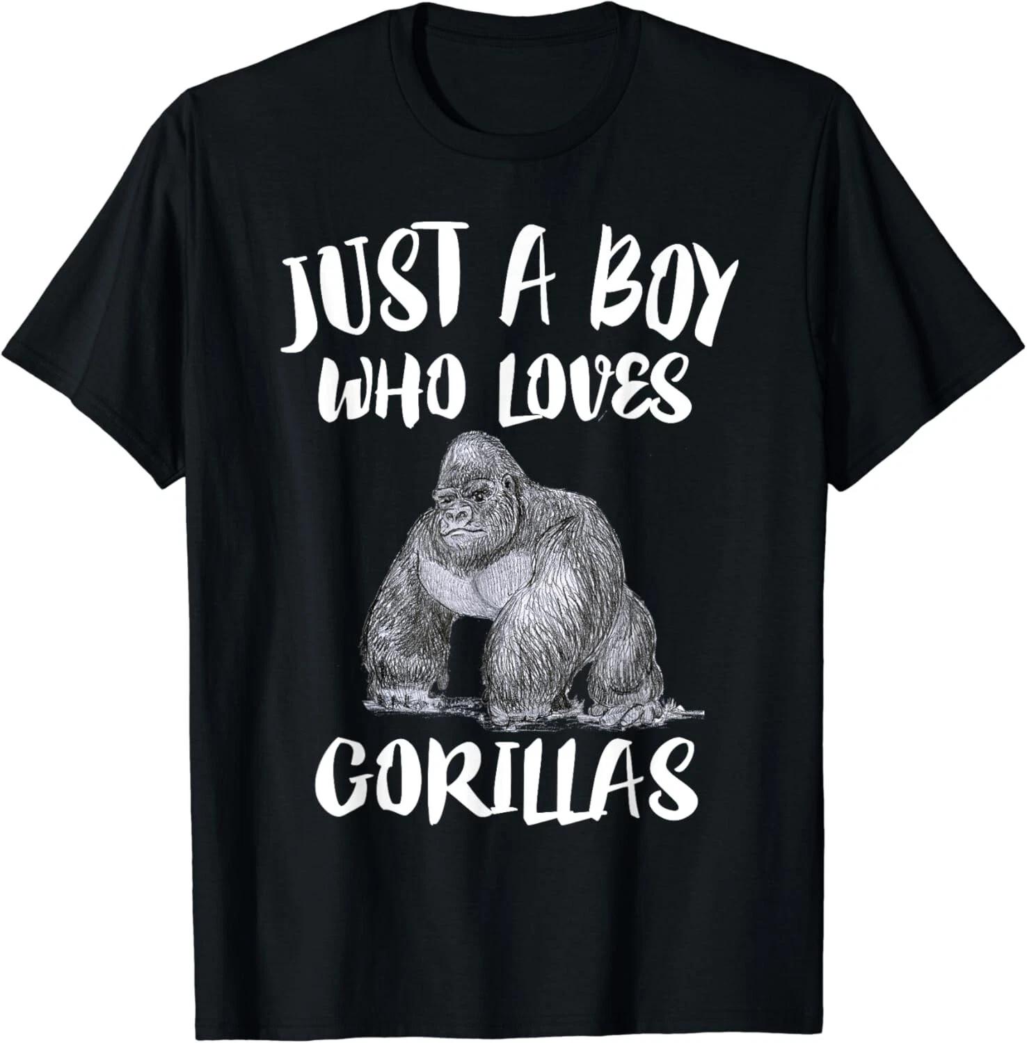 

Just A Boy Who Loves Gorillas T-Shirt Gorilla Lover Gift Unisex T-Shirt M