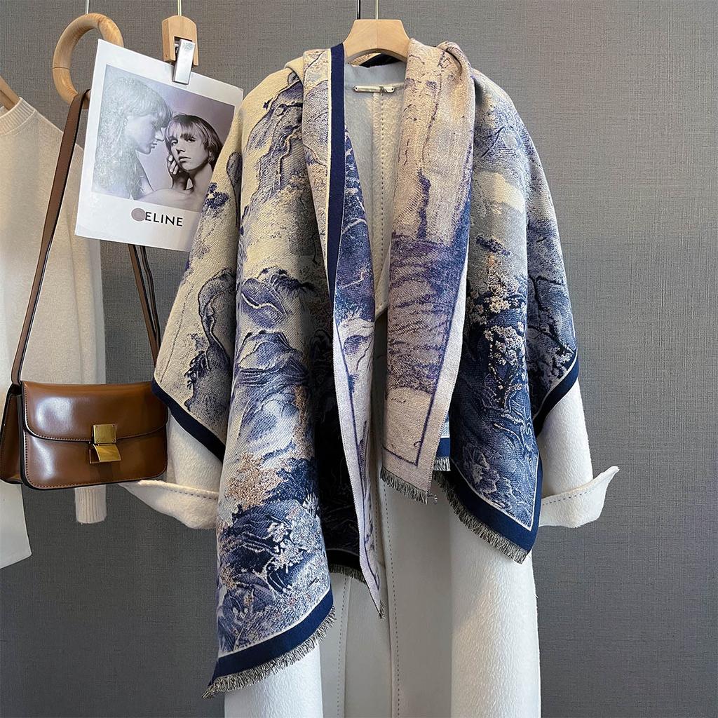 Women Design Floral Wrap New Lady Fashion Winter Cashmere Scarf Pashmina Female Thick Blanket Soft Bufanda Warmth Shawl Kerchief