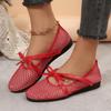 Women Mesh Hollow Out Breathable Flat Shoes Bow Tie Slip On Lightweight Casual Comfort Summer Sandals for Daily Wear