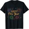 Happy New Year Graphic Tee Men Cotton Round Neck Short Sleeve T-Shirt Casual Streetwear