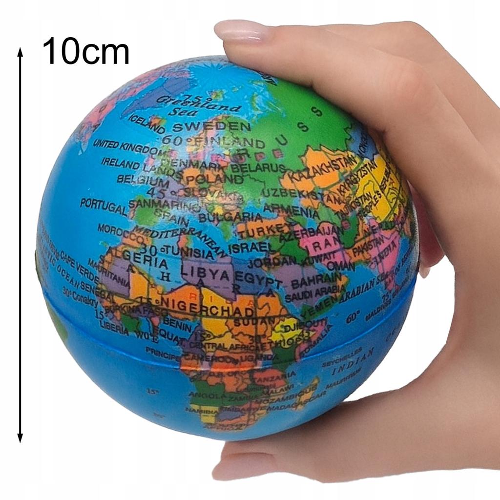 Piłka Globus Gigant 10 Cm Piłeczka Świat Edukacyjna Miękka I Ogromna