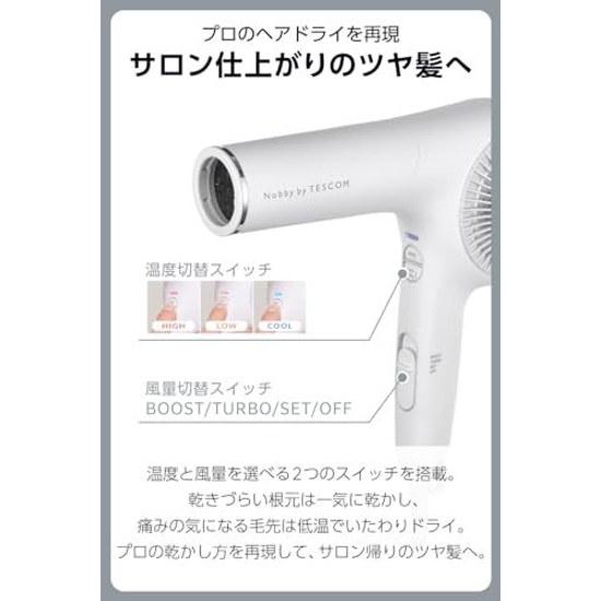 Nobby TESCOM Dryer Protect Ion High Air Volume Speed Quick Drying Automatic Temperature Switching Mode Durability Stand Included Cord Length 1.7m Ash