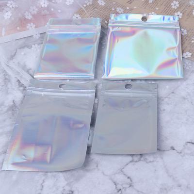 100 Pcs Clear Laser Aluminum Foil Bag Self Seal Zipper Zipper Closure Packing
