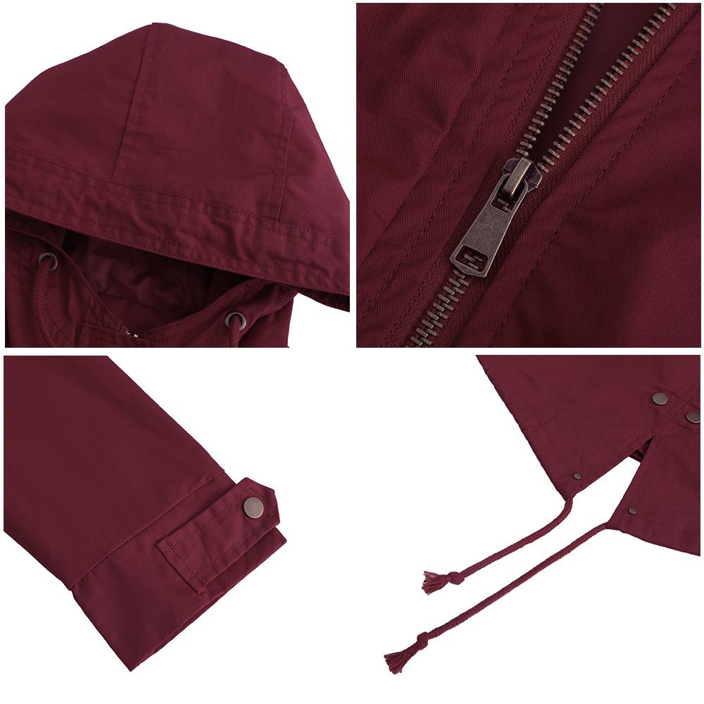 Baumwolle Mit Kapuze Windjacke frauen Frühling Herbst Lose Einfarbig Langarm Kordelzug Chic Jacke S-3XL