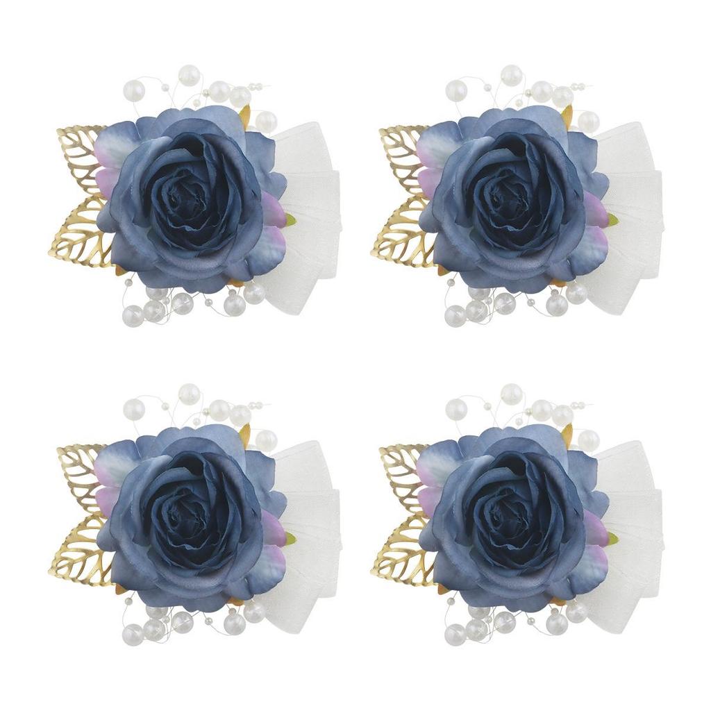 Milk-Colored Silk Rose Wrist Corsage for Brides, Bridesmaids & Sisters (SW6528C)