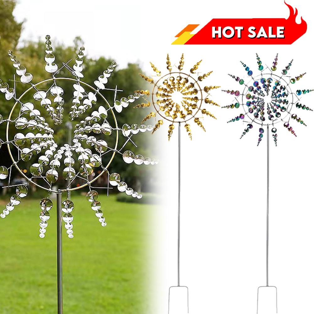 Metal Rotating Windmill 3D Spinner Outdoor Magical Kinetic Windmills Unique Wind Powered Catchers For Garden Courtyard Lawn