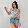 Women Sweet Sexy Floral Print Cropped Casual Cami Tank Top