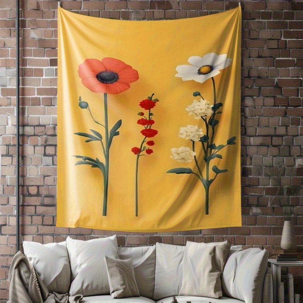 

Three yellow flowers Digital printing polyester wall tapestry suitable for use in living rooms bedrooms offices bars and party 74x94cm(29x37in)