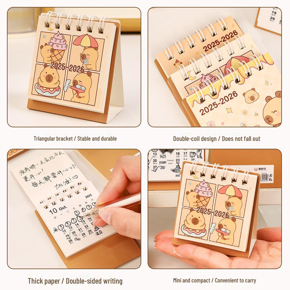 2026 Capybara Desk Calendar: Creative Cartoon Ornament & Student Memo Mini Gift