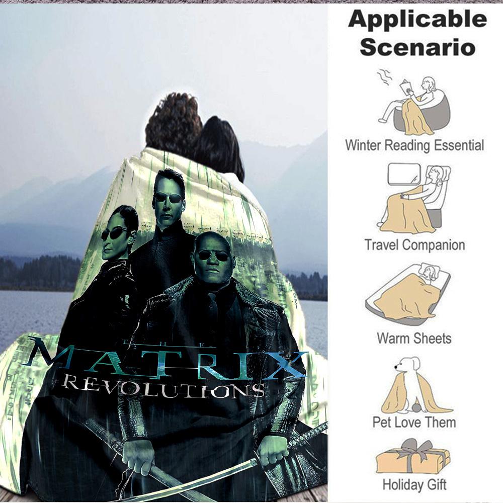1pc The Matrix Flannel Throw Blanket - HD Printed Lightweight Soft Warm All-Season Blanket for Sofa, Bed, Travel, Camping 009