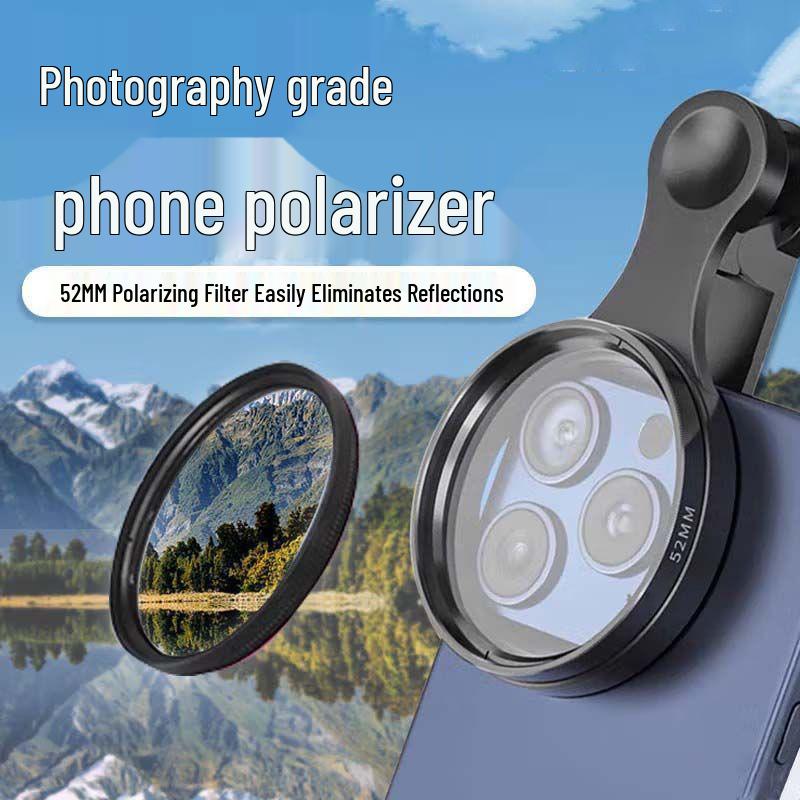 

Mobile Phone 52MM Rotatable CPL Polarizing Lens Filter with Clip 52mm Polarizer + Clip + Pouch