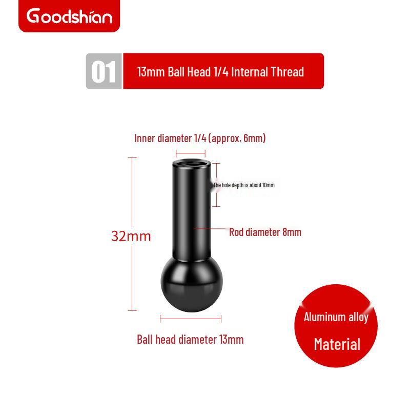 

Car Phone Holder with Pea Clip and Ball Extension: 13/15/17/25mm Connecting Rod, Double/Single Bend, Ball Head Screw.