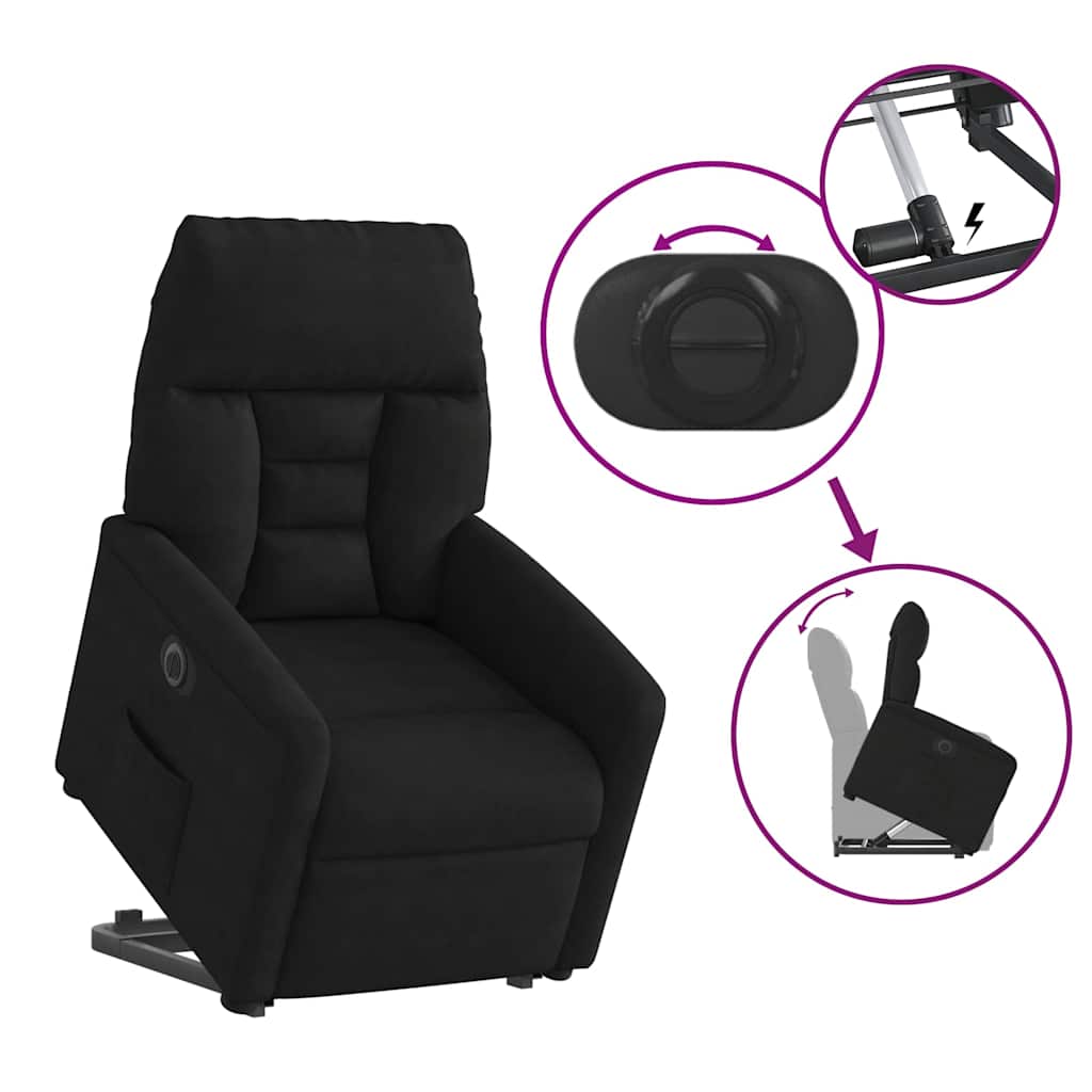 Electric Recliner Chair with Lift Assist Black Microfiber Fabric
