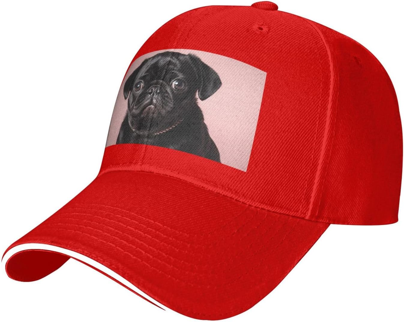 

Милая черная мопсовая портретная бейсболка, регулируемая, полиэстер, летняя, защита от солнца, повседневная папина кепка One Size