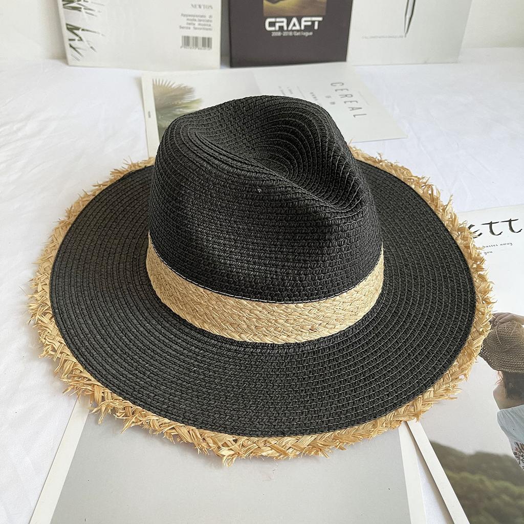 Cappello Panama a Frange Cappelli a Tesa Larga da Sole per Donna Paglia Fedora Cappello da Spiaggia Cappello di Paglia Arrotolabile a Tesa Larga Cappello da Sole per il Kentucky Derby