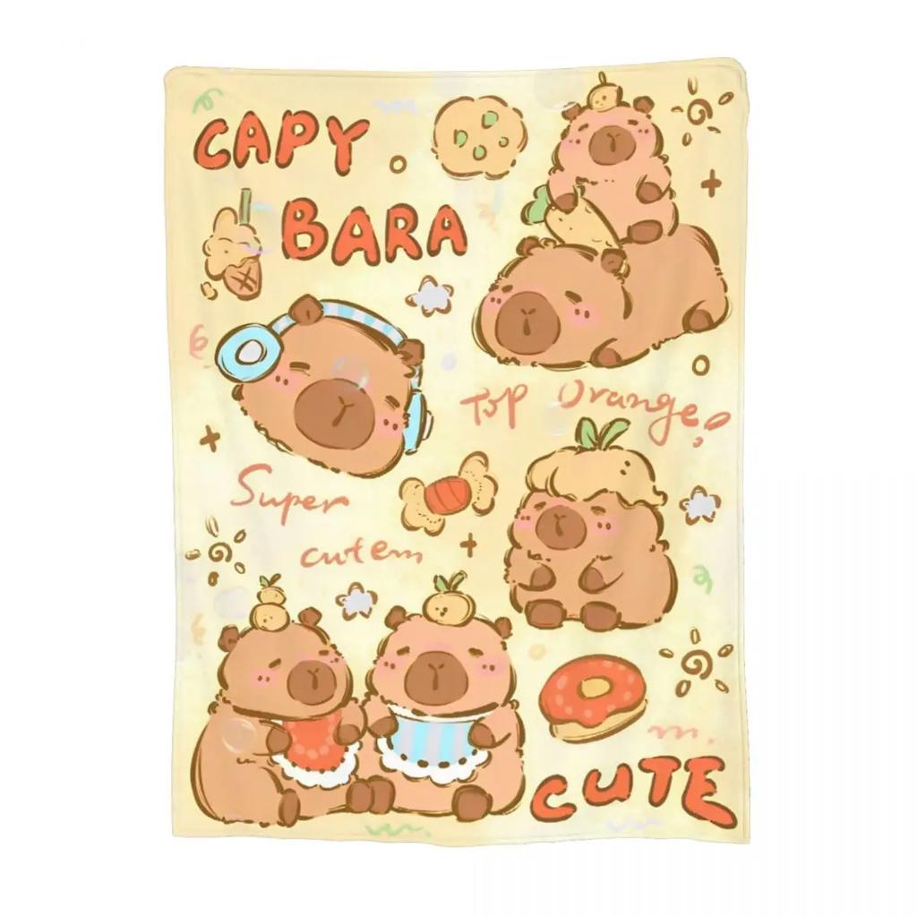 Super Soft Flannel Throw Blankets with Cute Capybara Design for Bedding Couch Cozy and Stylish Home Textile