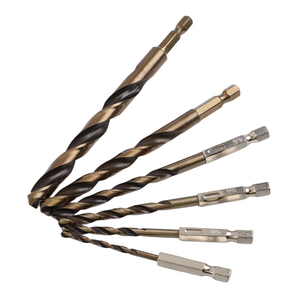 6pcs HSS Drill Bits with 1/4 Inch Hex Shank 3 4 5 6 8 10mm for DIY Drilling