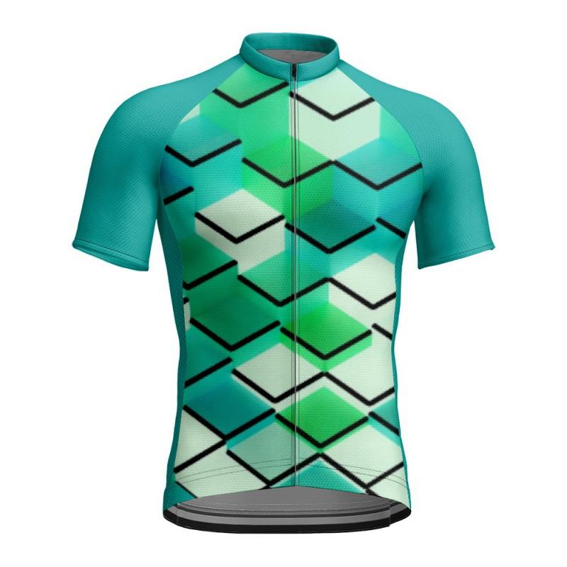 Mens Cycling Jersey Short Sleeve Breathable Quick-Dry Print Bike Shirt Road Riding