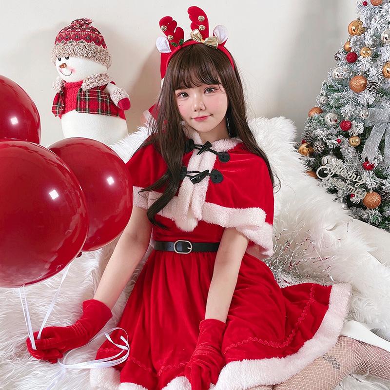 Christmas Costume Shawl Cape Santa Costume Christmas Costume Party Dress New Year's Robe Performance Costume