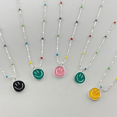 Dropping Oil Smiling Face, Colorful Beads, Candy Necklace, Female Clavicle Chain, Neck Chain, Small Design Creativity