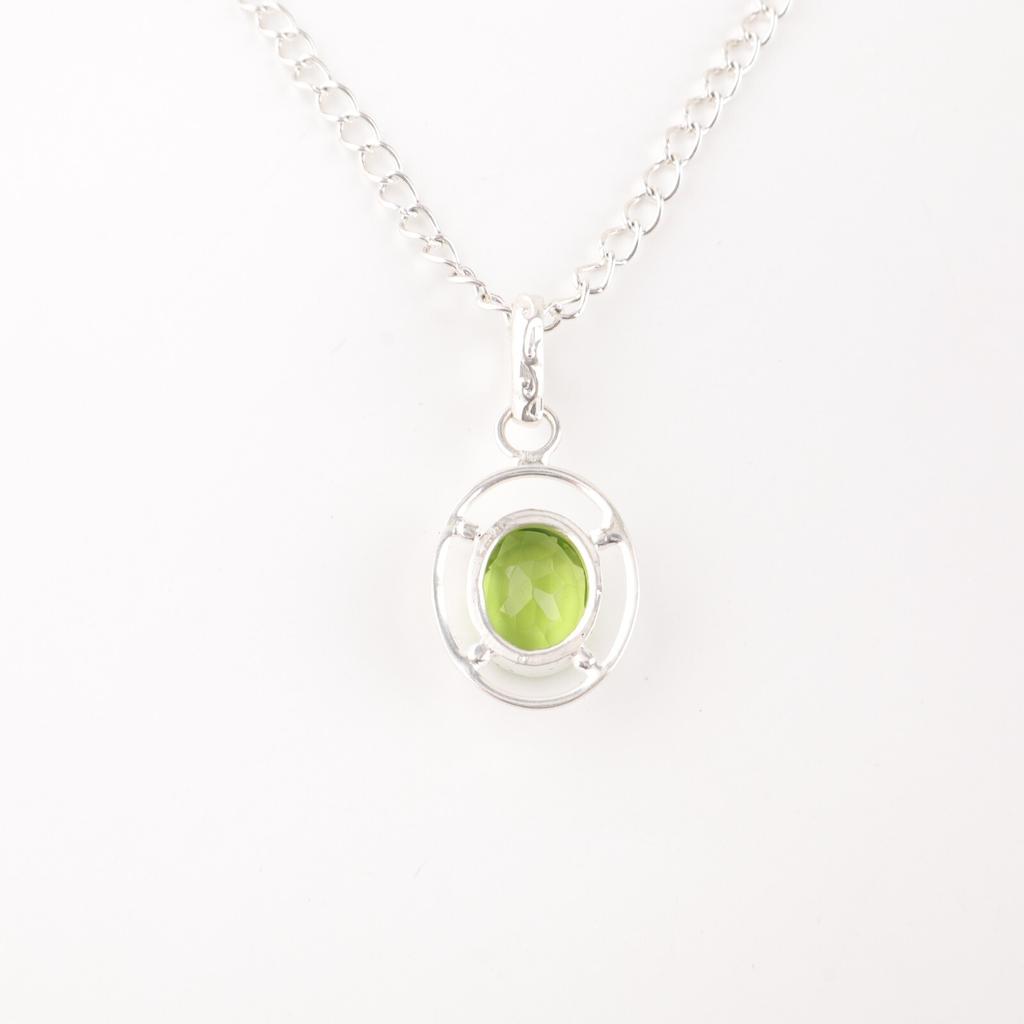 Dainty Peridot Gemstone 925Sterling Silver Pendant Elegant Handcrafted Jewelry PP-6-3