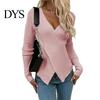 Γυναικείο Πλεκτό Πουλόβερ Σέξι V-Neck Wrap Πλεκτό Τοπ Εφαρμοστό Σταυρωτό Μπροστά Πουλόβερ Μακρυμάνικο Μαλακό Διαπνέον Ύφασμα Ρούχα Φθινοπώρου Ζεστό Wrap-around