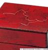 Wooden Jubako Box with Colored Paper and Spring and Autumn Fabric 70 Hors Negoro for New Eve Feasts J-kitchens Japanese-made Covering, Two-Tier