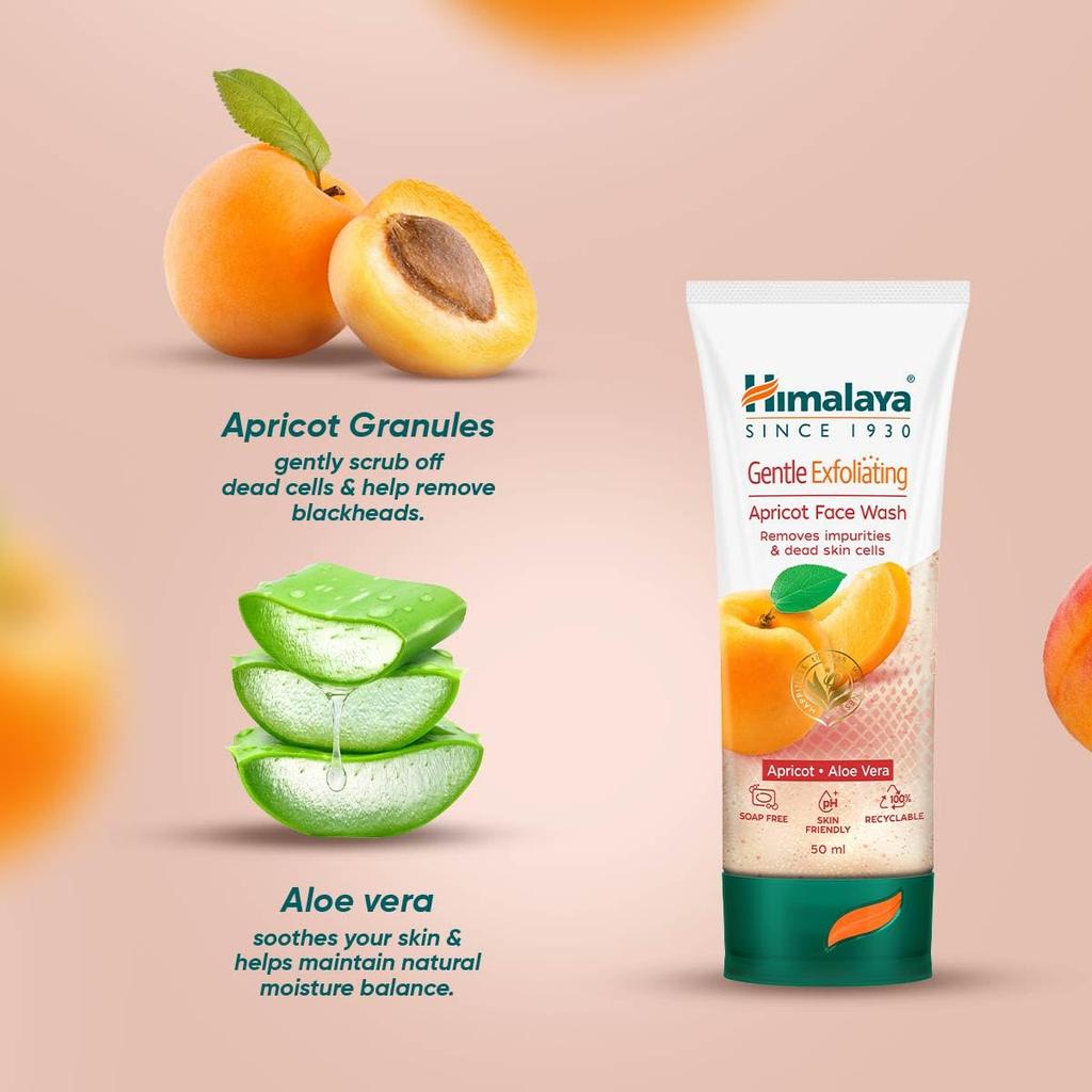 Himalaya Herbals Hloubkově čisticí meruňkový mycí gel na obličej 50 ml Jemná exfoliační péče o pleť pro hladkou a zářivou pokožku