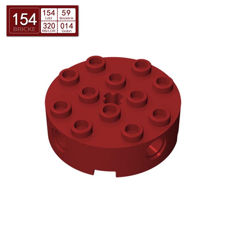

BRICKE 4x4 Cylindrical Brick with Center and Side Holes, Compatible with Lego 6222 Building Blocks Single Piece